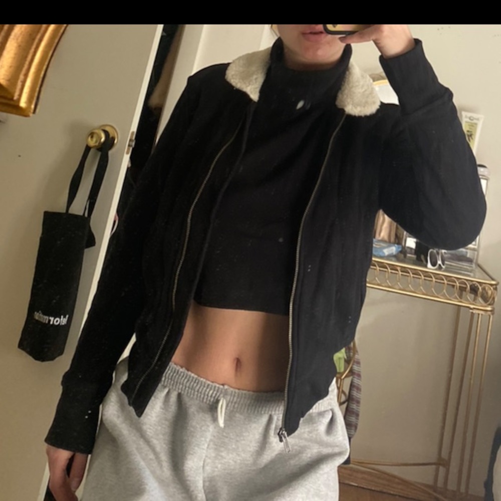 James perse shearling lined sweatshirt jacket